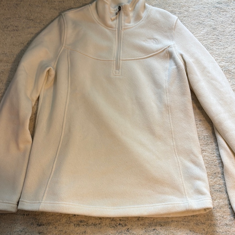 The North Face Cream Turtleneck Sweater with Ribbed Detailing